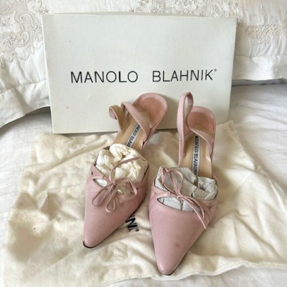 Manolo Blahnik | Shoes | Manolo Blahnik Pink Kitten Heels | Poshmark
